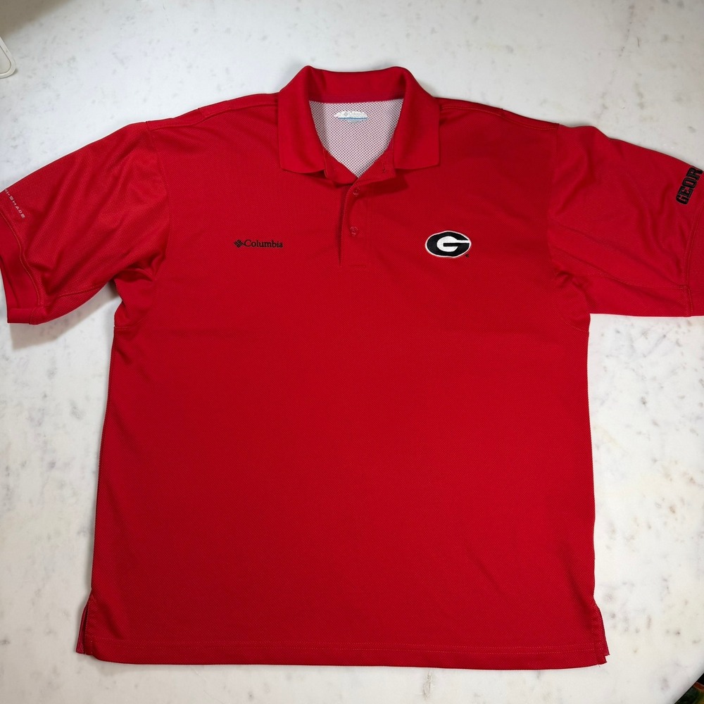 Columbia PFG Polo Mens Medium‎ Red Georgia Bulldogs NCAA Omni-Shade Vented Back - Picture 2 of 9